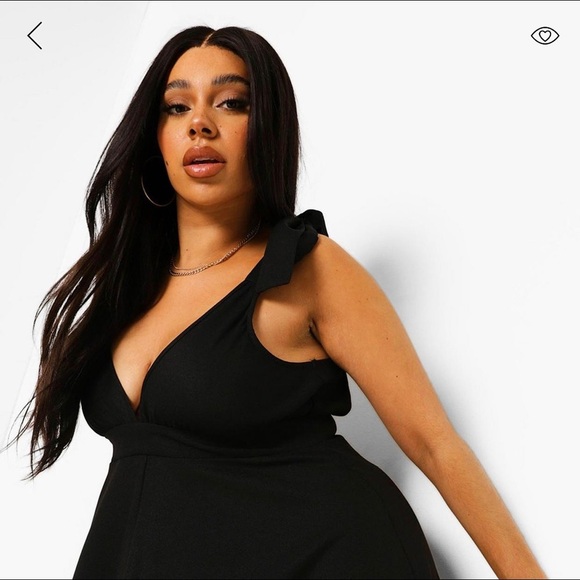 BooHoo Plus Curve Black Tie Detail Plunge Maxi Sun Dress NWOT sz 14 - Picture 6 of 6